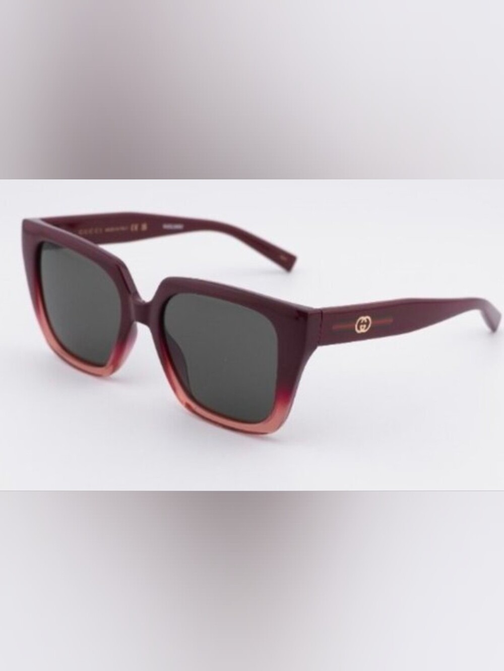 Gucci Burgundy to Red Gradient Square Sunglasses
